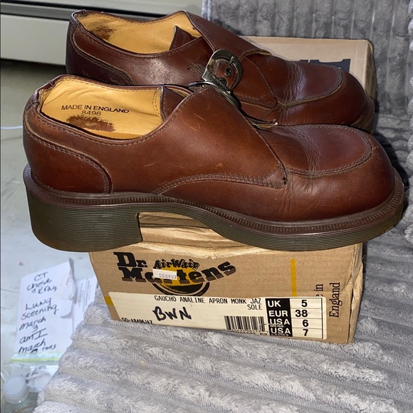 Y2 K DR MARTENS APRONMONK PLATFORM BROWN LEATHER SZ 7 EURO 5 - Picture 2 of 6